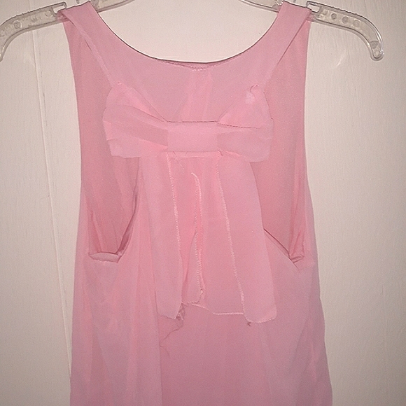 Pink sleeveless dress with bow in back racerback tank mini dress size medium - Picture 4 of 9